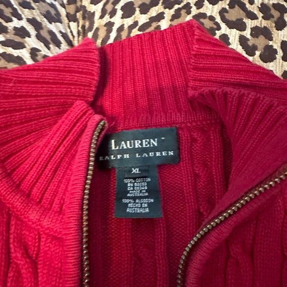 XL Lauren Ralph Lauren Quarter Zip Read Cableknit Sweater Crown Polo Logo - Picture 3 of 4